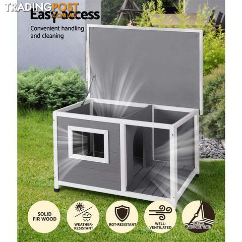 i.Pet Dog Kennel House Large Wooden Outdoor Pet Kennels Indoor Puppy Cabin Log -...