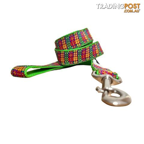 Rainbow Plaid Tartan Dog Lead / Leash - Hand Made by The Bark Side -...