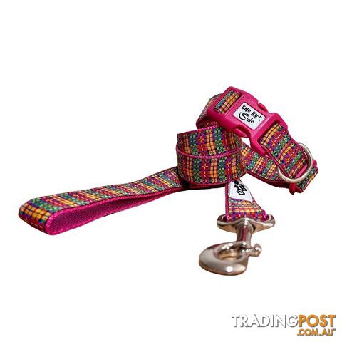 Rainbow Plaid Tartan Dog Lead / Leash - Hand Made by The Bark Side - TBSLDRPTPUR251.5 - photo 5 of 6