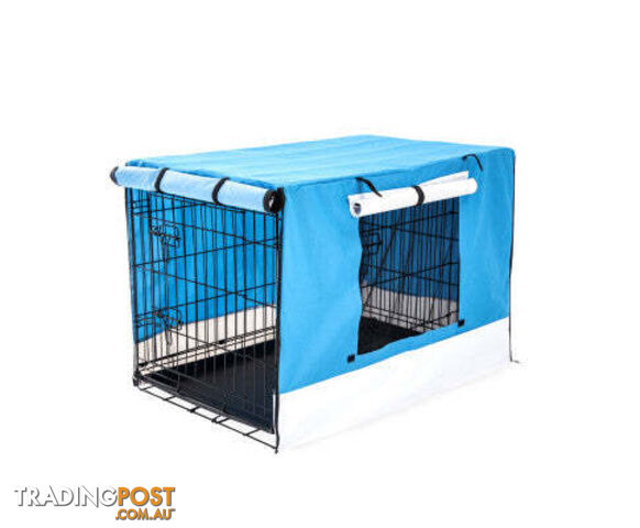 Paw Mate Wire Dog Cage Foldable Crate Kennel with Tray + Cover Combo - V274-PET-WCCV36-BU