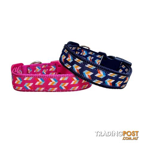 Herringbone Dog Collar - Hand Made by The Bark Side - TBSHERMEDDPNK - photo 3 of 10