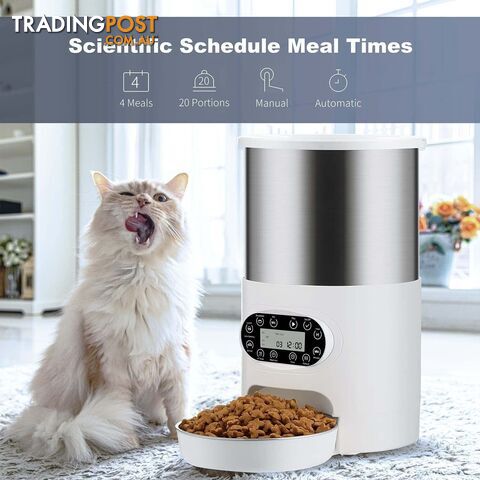 YES4PETS Electric Automatic Pet Dog Cat Rabbit Feeder Stainless Steel 4.5L...