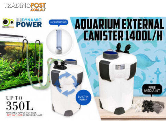 Dynamic Power Aquarium UV Light External Canister Filter L/H + Media Kit - V274-AQ-HW303