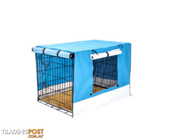 Paw Mate Wire Dog Cage Crate with Tray + Cushion Mat + Cover Combo - V274-PET-WCCVCU48-BU