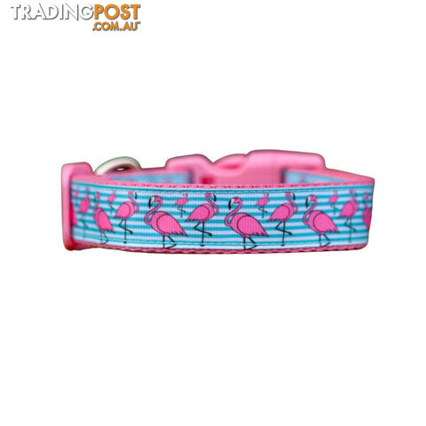 Flamingo Dog Collar - Hand Made by The Bark Side - TBSFLMLGEPNK