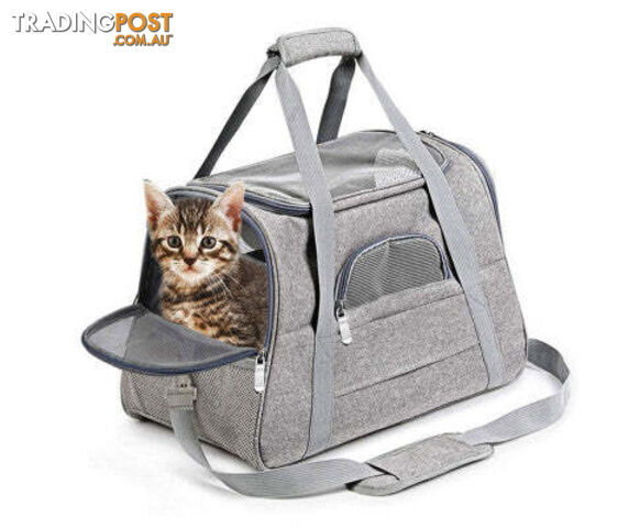 Pet Carrier Bag Travel Bag for Cats and Small Dogs - V324-PT-BGGREY