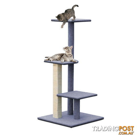 i.Pet Cat Tree 124cm Scratching Post Tower Scratcher Trees Wood Condo Board - PET-CAT-CP001-GR