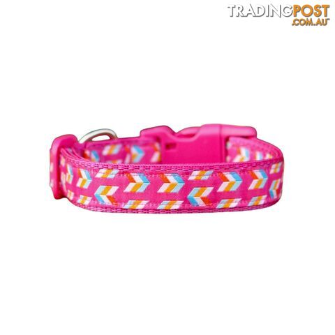 Herringbone Dog Collar - Hand Made by The Bark Side - TBSHERSMLDPNK