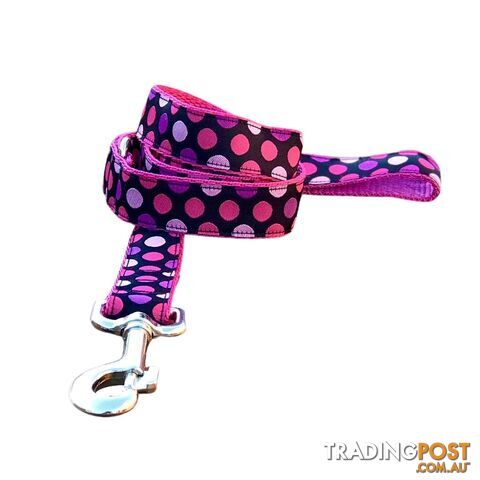 Pink Spot Dog Lead / Dog Leash - Hand Made by The Bark Side - TBSLDPIN201.5