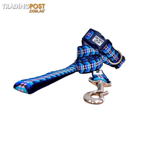 Diamond Chevron - Pink Blue: Dog Lead / Leash - Hand Made by The Bark Side - TBSLDDIARBLU251.2 - photo 3 of 8