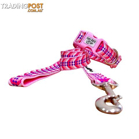 Diamond Chevron - Pink Blue: Dog Lead / Leash - Hand Made by The Bark Side -...