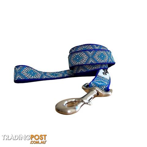 Aztec Dog Lead Leash: Pink Blue - Hand Made by The Bark Side - TBSLDAZTRBLU201.5 - photo 4 of 8