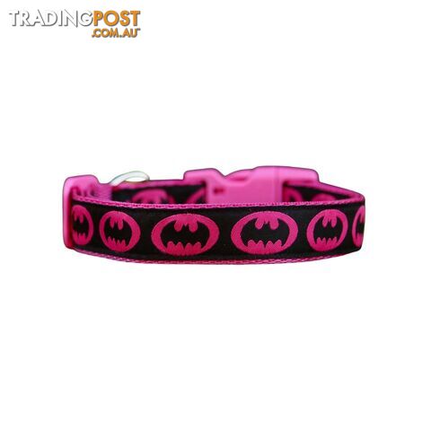 Batgirl Dog Collar - Hand Made by The Bark Side - TBSBATLGEPNK