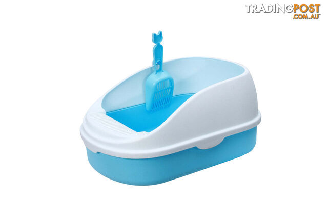 YES4PETS Medium Portable Cat Toilet Litter Box Tray with Scoop Blue -...