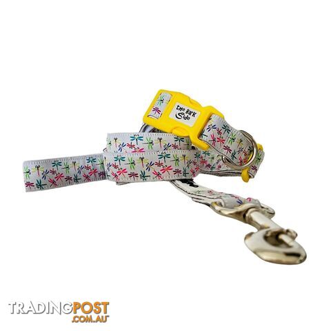 Dragonflies Dog Collar - Hand Made by The Bark Side - TBSDRAMEDDPK - photo 2 of 7