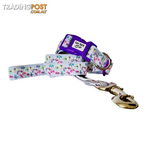 Dragonflies Dog Collar - Hand Made by The Bark Side - TBSDRAMEDDPK - photo 4 of 7