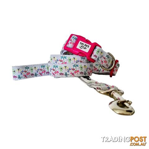 Dragonflies Dog Collar - Hand Made by The Bark Side - TBSDRAMEDDPK - photo 5 of 7
