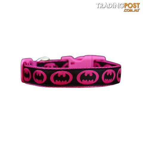 Batgirl Dog Collar - Hand Made by The Bark Side - TBSBATMEDPNK