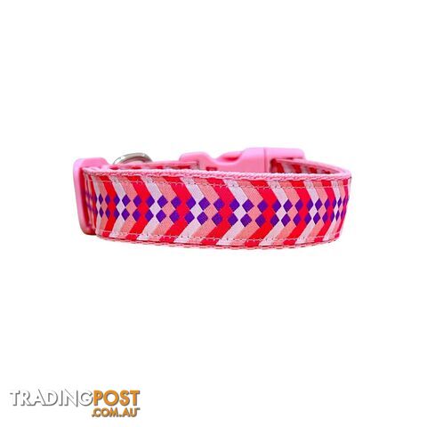 Diamond Chevron Dog Collar - Pink Blue - Hand Made by The Bark Side - TBSDIALGEDPNK - photo 4 of 18