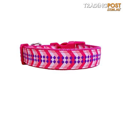 Diamond Chevron Dog Collar - Pink Blue - Hand Made by The Bark Side - TBSDIALGEDPNK - photo 5 of 18