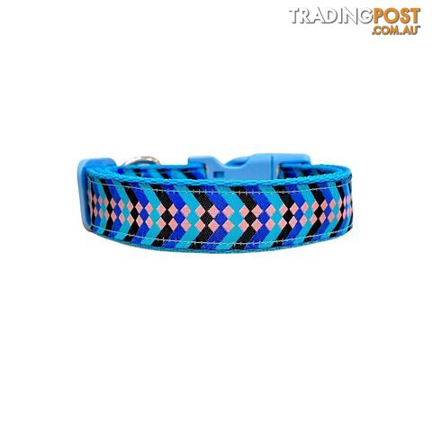 Diamond Chevron Dog Collar - Pink Blue - Hand Made by The Bark Side - TBSDIALGEDPNK - photo 2 of 18