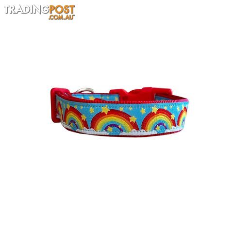 Rainbow Dog Collar - Hand Made by The Bark Side - TBSRAISRED