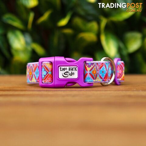 Purple Geometric Dog Collar - Hand Made by The Bark Side - TBSGEOSML - photo 4 of 5