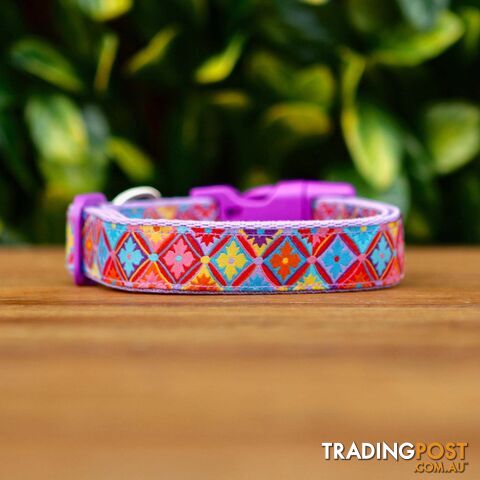 Purple Geometric Dog Collar - Hand Made by The Bark Side - TBSGEOSML - photo 2 of 5