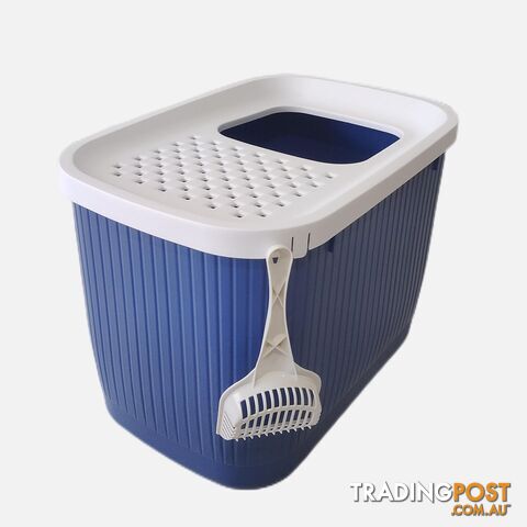 YES4PETS XXL Top Entry Cat Litter Box No Mess Large Enclosed Covered Kitty Tray Dark Blue - V278-AT1007-DARK-BLUE - photo 2 of 3