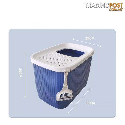 YES4PETS XXL Top Entry Cat Litter Box No Mess Large Enclosed Covered Kitty Tray Dark Blue - V278-AT1007-DARK-BLUE - photo 3 of 3