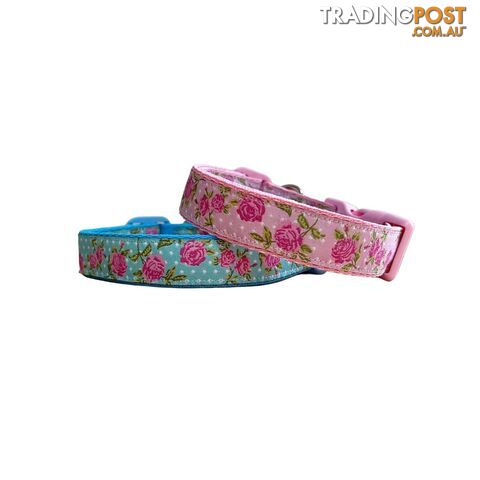 Rose Dog Collar - Hand Made by The Bark Side - TBSROSSMLPNK