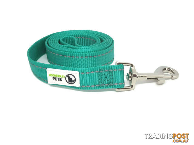 60cm to 10m Long Nylon w/Reflective Stitching Dog Lead - Moondidley Pets - MDPLDREFGRN201.2