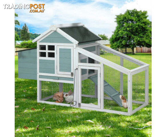 i.Pet Chicken Coop Rabbit Hutch Run Cage Wooden Outdoor - PET-CH-100-GW