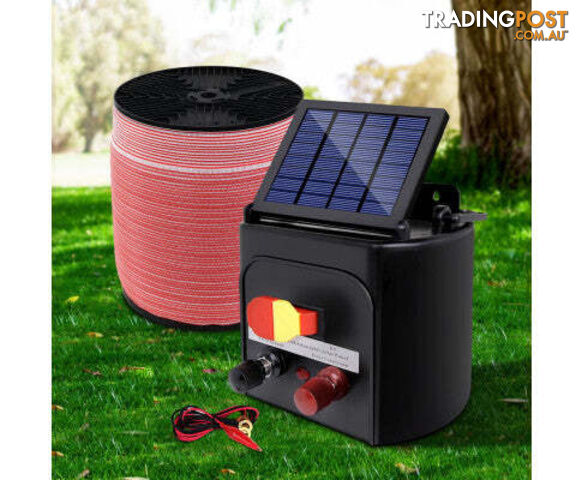 Giantz Electric Fence Energiser 3km, 5km,8km Solar Powered Energizer Set + 1200m or 2000m Tape - SFC-FIK-TAPE-2000M-3KM