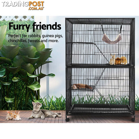 i.Pet Rabbit Cage 142cm Hutch 4 Level Bird Guinea Pig Ferret - PET-FERRETCAGE-H140