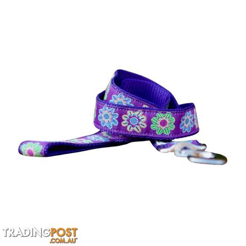 Purple Flower Dog Lead / Dog Leash - Hand Made by The Bark Side - TBSLDFLO251.2