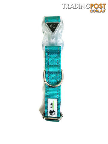 Dog Collar LED Flashing Light Buckle, Reflective Stitching - Moondidley Pets - MDPCOLLEDMLB - photo 4 of 7