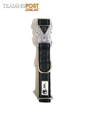 Dog Collar LED Flashing Light Buckle, Reflective Stitching - Moondidley Pets - MDPCOLLEDMLB - photo 2 of 7