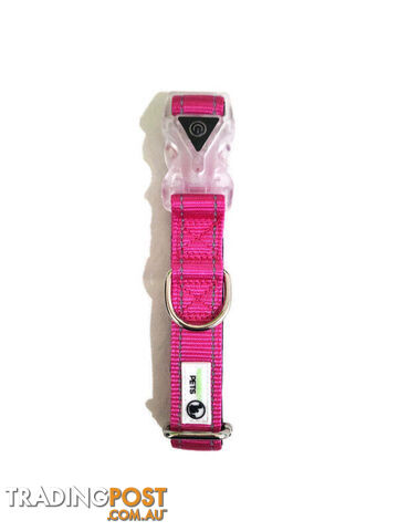 Dog Collar LED Flashing Light Buckle, Reflective Stitching - Moondidley Pets - MDPCOLLEDMLB - photo 3 of 7