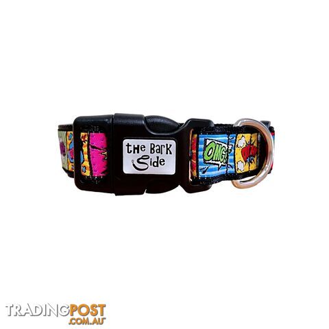 Comic Mania Dog Collar - Hand Made by The Bark Side - TBSCOMXSGRN - photo 5 of 10