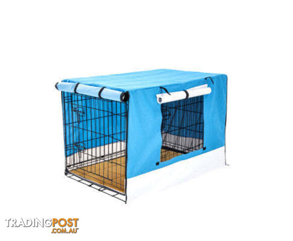 Paw Mate Wire Dog Cage Crate with Tray + Cushion Mat + Cover Combo - V274-PET-WCCVCU42-BU