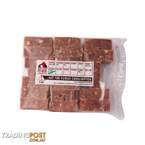 5kg GREEN - BEEF SARDINE VEG OFFAL OLIVE OIL - Berry Springs Pet Meat -...