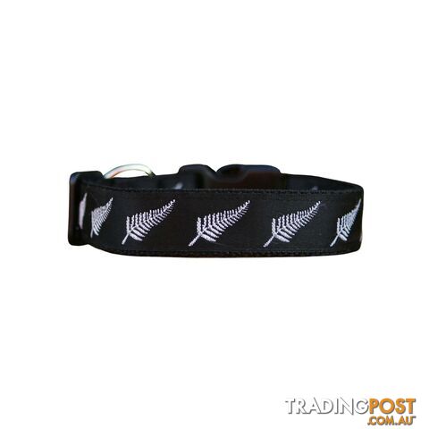 Silver Ferns Dog Collar - New Zealand - Hand Made by The Bark Side - TBSSILLGE