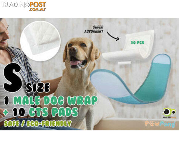 PawPang Dog Wrap Reusable Male + 10 Ct Diaper Booster Pads Disposable - V274-PET-MALEWPPAD-L