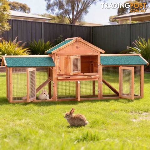i.Pet Chicken Coop Rabbit Hutch 220cm x 44cm x 84cm Large Run Wooden Outdoor...