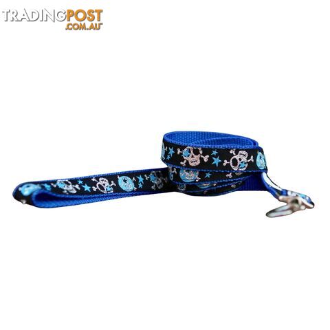 Skulls & Stars Dog Lead / Dog Leash - Hand Made by The Bark Side - TBSLDSKULBLU201.2