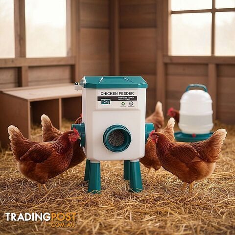 Chicken Feeder Water Food Treadle Poultry Feeding 12KG Large Capacity 11L -...