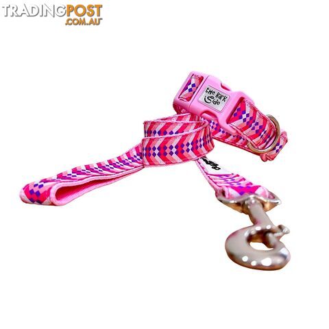 Diamond Chevron - Pink Blue: Dog Lead / Leash - Hand Made by The Bark Side -...