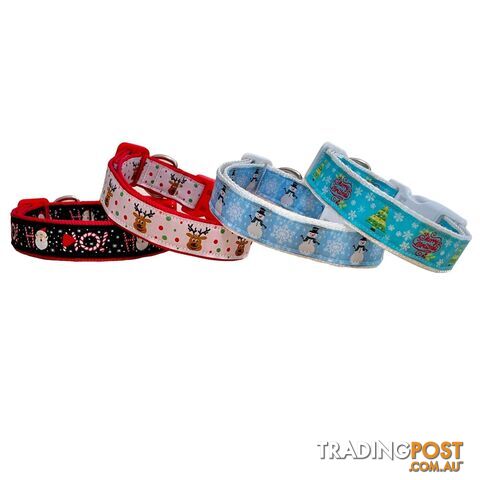 Christmas Dog Collar / Reindeer / Santa - Hand Made by The Bark Side -...