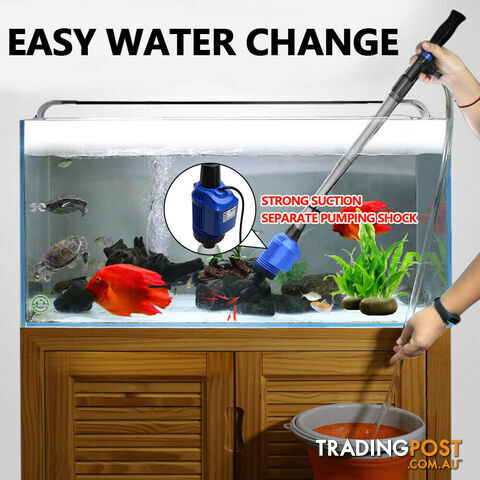 Electric Aquarium Fish Tank Cleaner Water Exchanger Siphon Vacuum Sand Cleaner - V201-GAA01BLU20AU